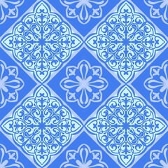 seamless pattern with blue flowers
