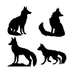 black and white fox silhouette image
