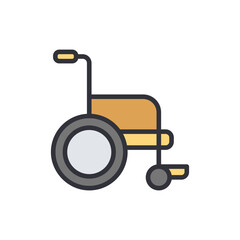 Stylized Wheelchair Illustration In Yellow Tones On Transparent Background