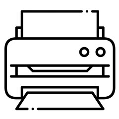 Outline Illustration of Modern Office Printer for Document Printing and Copying Tasks