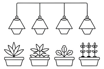 Grow Lights System Line Art