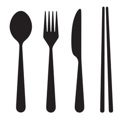 Fork, knife, spoon, chopsticks icons, restaurant symbols, cutlery, cutlery, food app icon