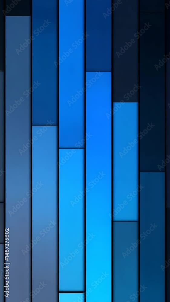 Poster blue rectangles: an artistic display of stacked rectangular shapes in varying shades of blue, creati