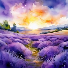 Obraz premium beautiful landscape of a lavender field