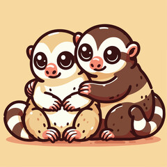cute pair of sloth vector illustration 