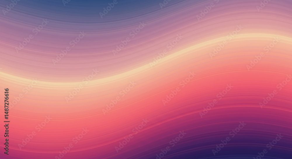 Poster harmonious blend of gradient hues featuring flowing waves for serene backdrop in design or modern ar