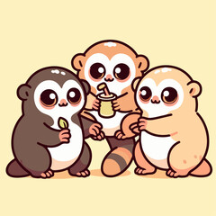 cute pair of sloth vector illustration 