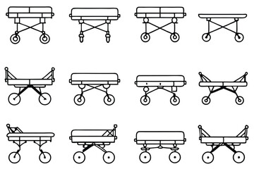 Gurneys emergency stretcher Line art
