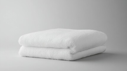 Folded soft white towel on a plain background.
