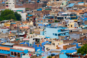 Aerial view of Jodhpur Blue City. Jodphur, Rajasthan, India