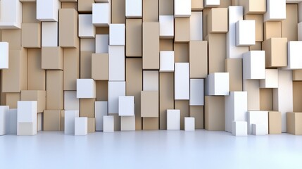 Abstract Beige and White Cube Background Geometric Texture