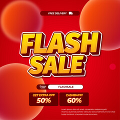 Shopping day Flash Sale discount deals Dynamic red gradient Editable text effect Fluid Promotion banner template 