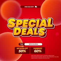 Special Shopping day Sale discount deals Dynamic red gradient Editable text effect Fluid Promotion banner template 
