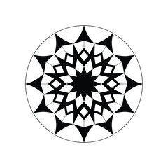Fototapeta premium Black minimalist mandala design on white background 
