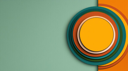 Abstract Concentric Circles in Teal and Orange