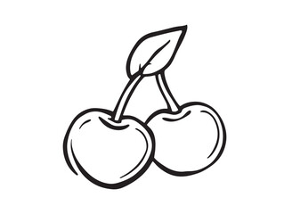 elegant two cherries simple line art vector image