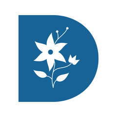 Flower Logo combine with letter D vector template