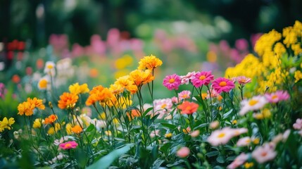 Obraz premium A beautiful field showcasing an assortment of vibrant and colorful flowers