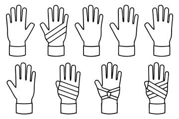 Hand splints healing aid Line art