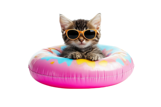 Cute Kitten Summer Donut Pool Float cat 