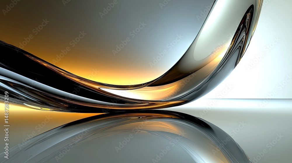 Aufkleber abstract flowing reflective metallic shapes creating an artistic composition