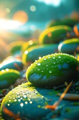 Abstract green background with stones