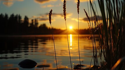 The golden sunlight reflecting onto the water during sunset