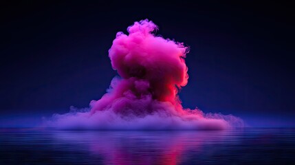 Abstract art showing a vibrant pink smoke cloud reflection