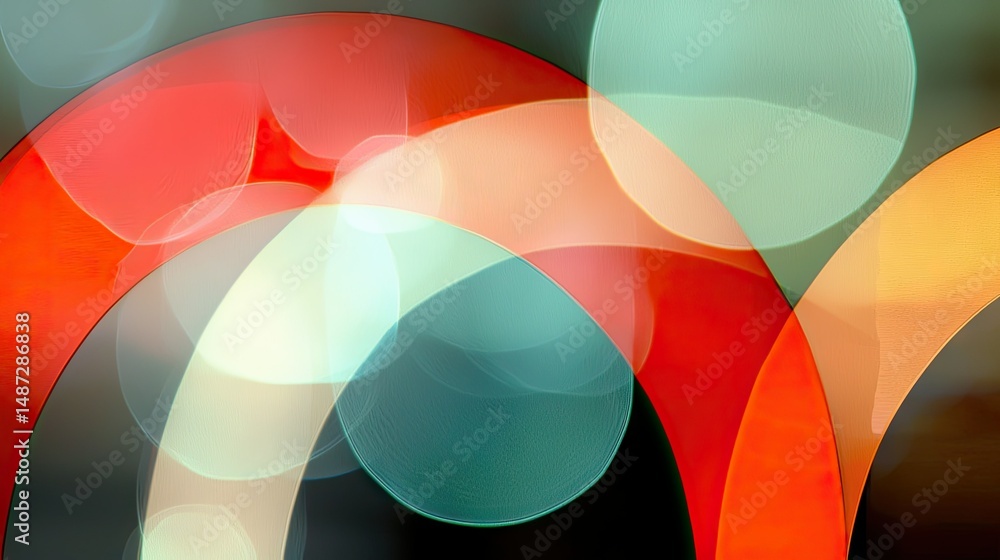Poster abstract composition of colorful circles with blurred bokeh highlights