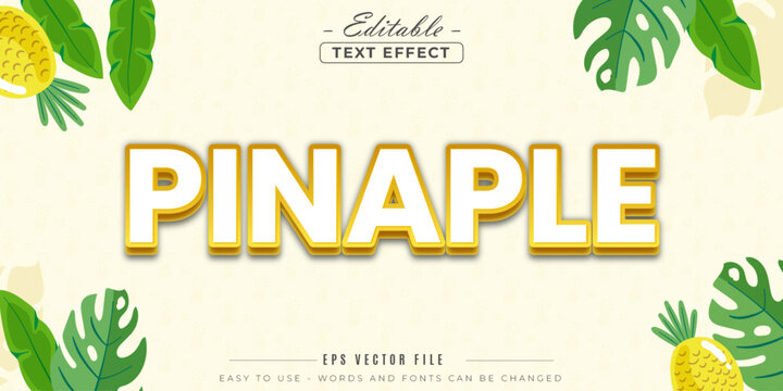 Pineapple glowing text, editable text effect.