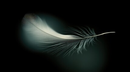 Obraz premium A single pristine white feather against a dark background