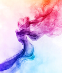Abstract stains of colorful incense smoke isolated on PNG background