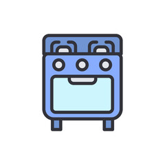 Stylized Illustration Of A Blue Oven With A Transparent Background