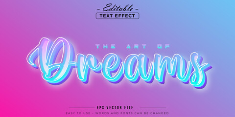 Clear blue dream text, editable text effect.