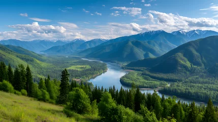 Sierkussen Hotel Snowy mountains of Alaska landscape with forests valleys and rivers in daytime Breathtaking nature composition background wallpaper travel destination adventure outdoors 90982212 1  © kiet