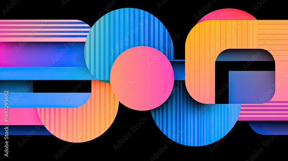 Aufkleber abstract colorful layered geometric shapes with varying textures and shadows
