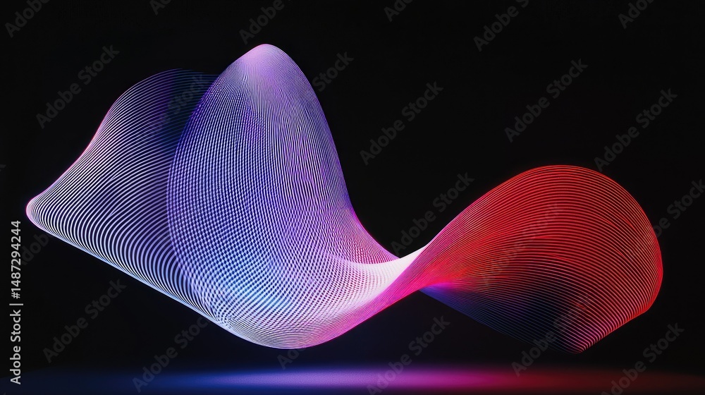 Aufkleber abstract colorful wave form floating in the dark space