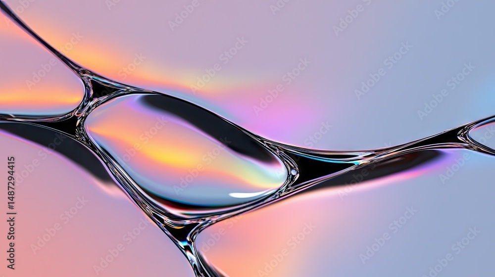 Poster abstract composition of refractive light within glassy liquid structures