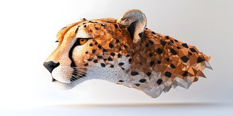 Obraz premium Geometric cheetah head profile, digital art.