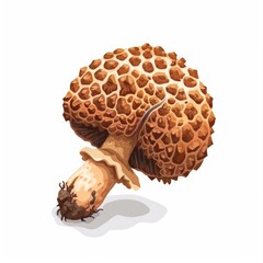 Textured Mushroom on White Background