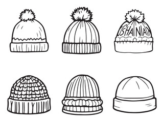 elegant winter hats line art drawing for seasonal warmth