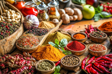 Fototapeta premium Indian traditional whole spices, spice blend, garam masala ingredients