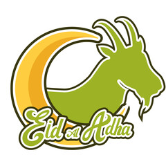 lettering eid al adha with goat silhouette