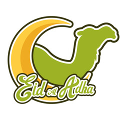 lettering eid al adha with camel silhouette