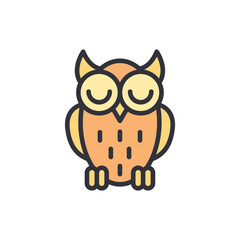 Sleepy Owl Illustration With Closed Eyes And Neutral Color Palette