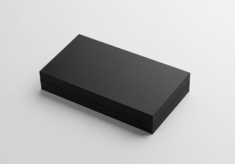 Stack of blank black business cards on white background for marketing and branding