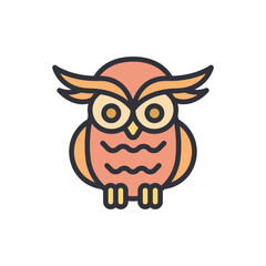 Stylized Illustration Of An Owl On A Transparent Background