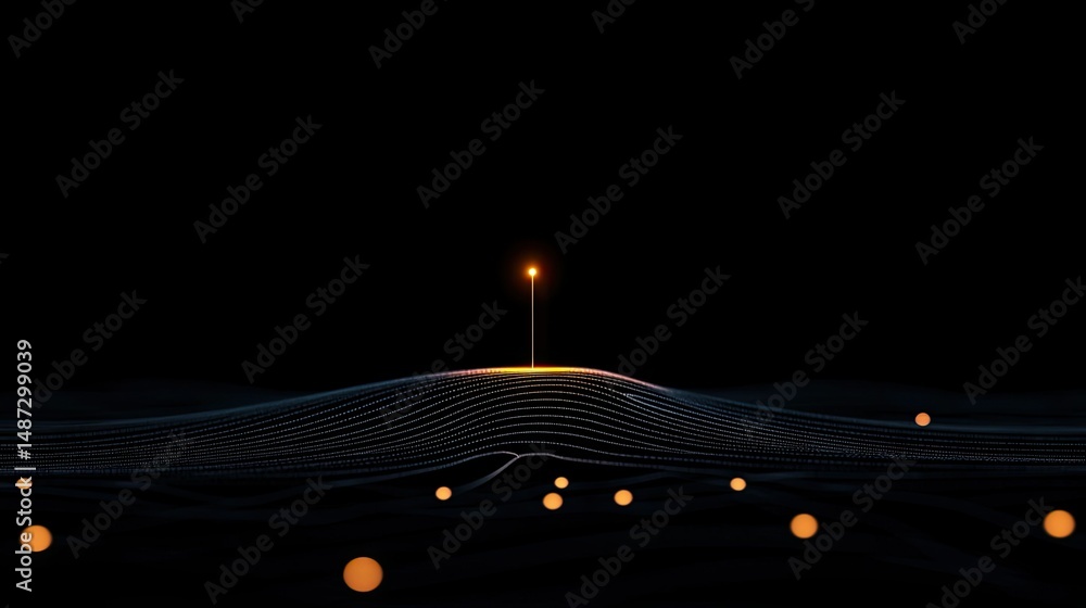 Poster abstract digital rendering featuring a glowing beacon of light