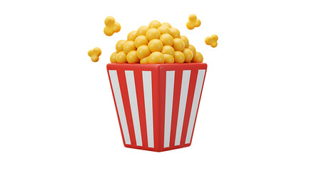 Red Striped Container Filled with Yellow Popcorn Balls