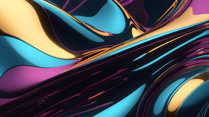 Liquid Chrome Metallic Abstract Flow Background